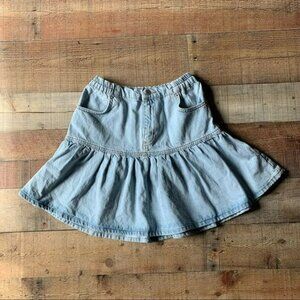 Topshop womens denim Levi tired knee length skirt in light wash blue - 6